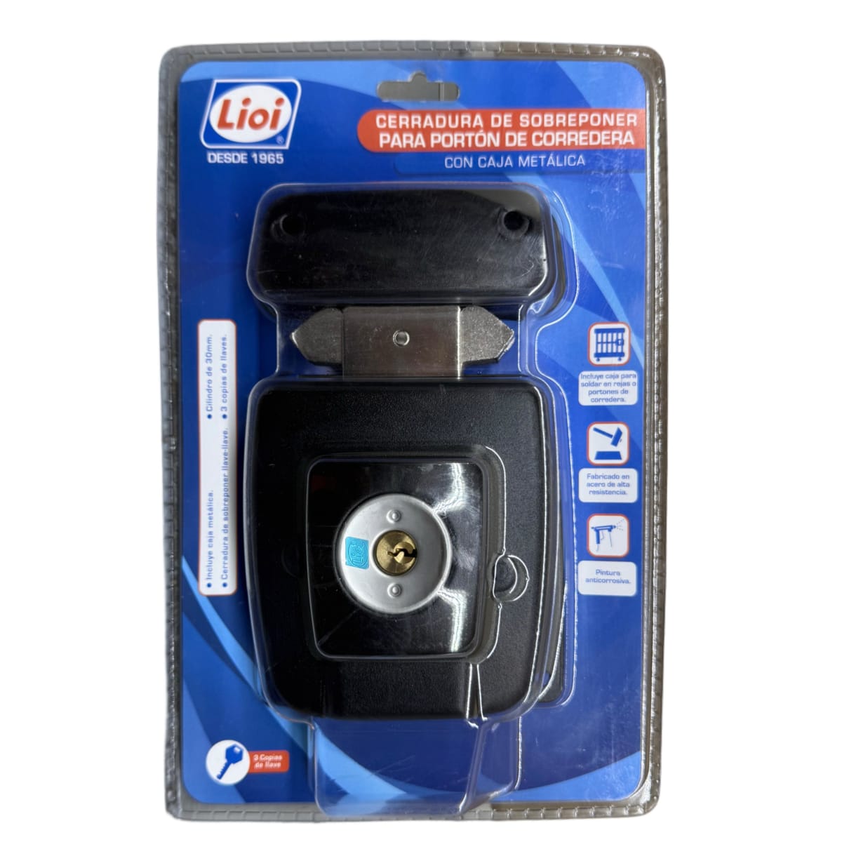 Chapa Cerradura Sobreponer Cangrejo 30mm Porton Corredera Con Caja LIOI2