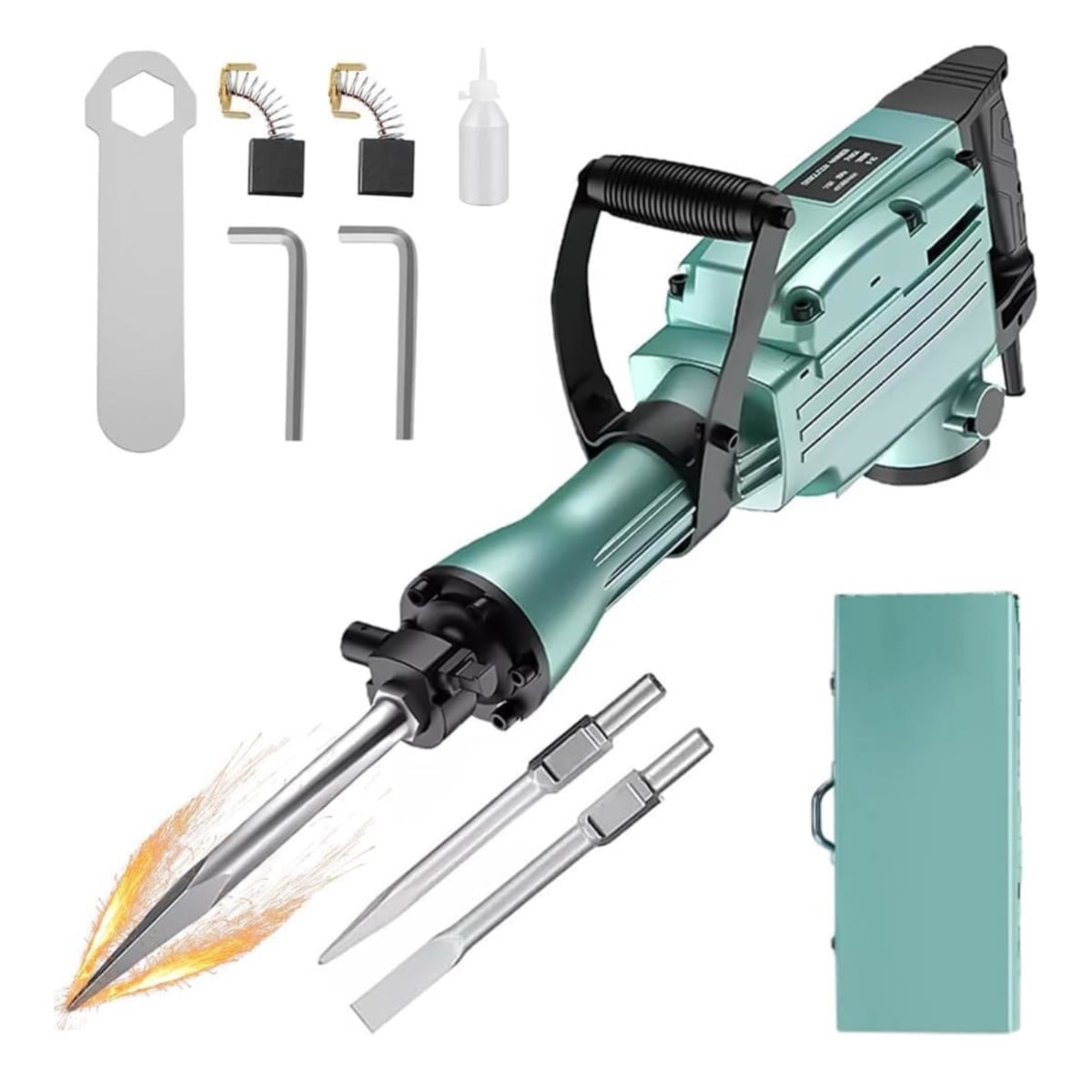 Martillo Demoledor Cango 15kg 2400w Toma Hexgonal + Punto + Cincel1