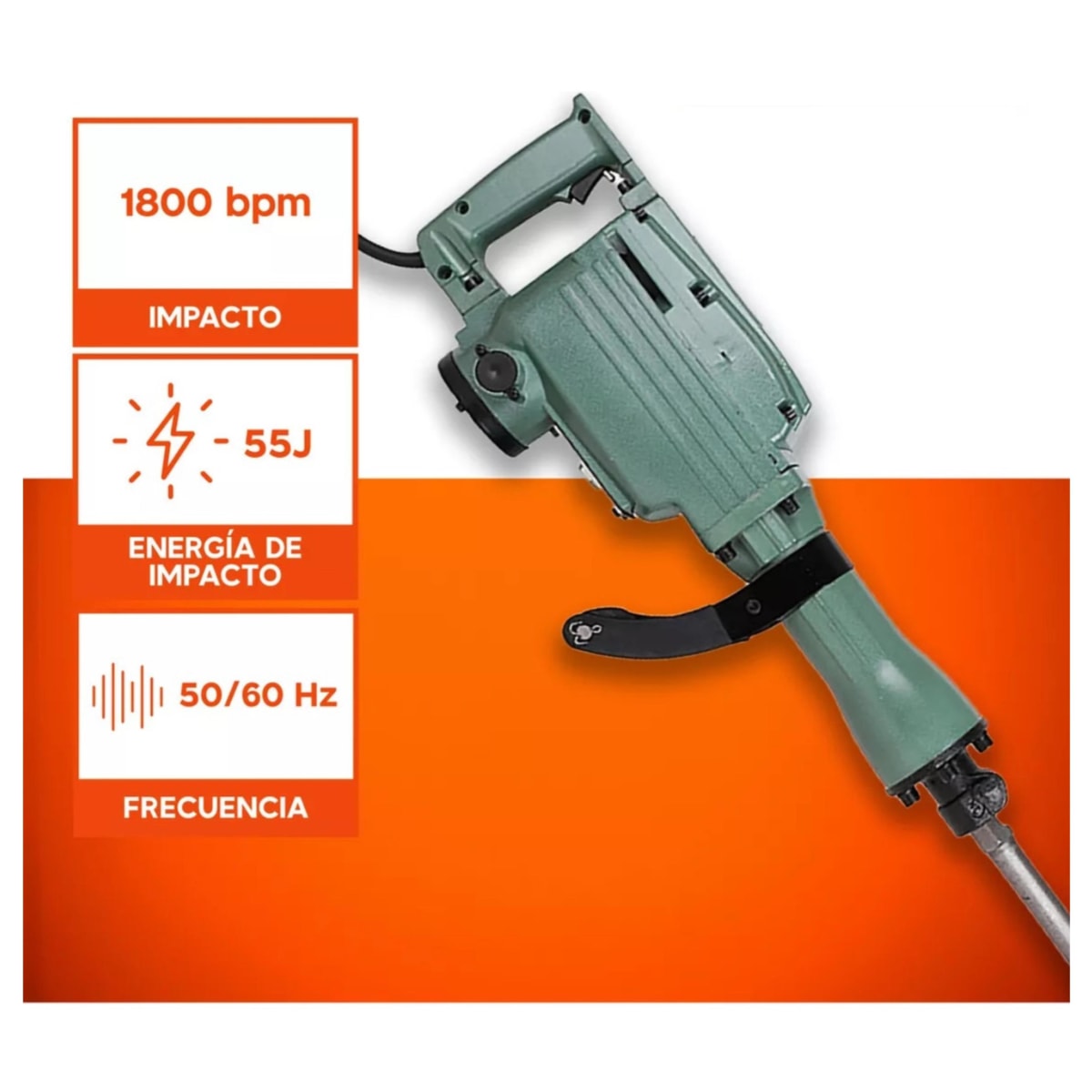Martillo Demoledor Cango 15kg 2400w Toma Hexgonal + Punto + Cincel5
