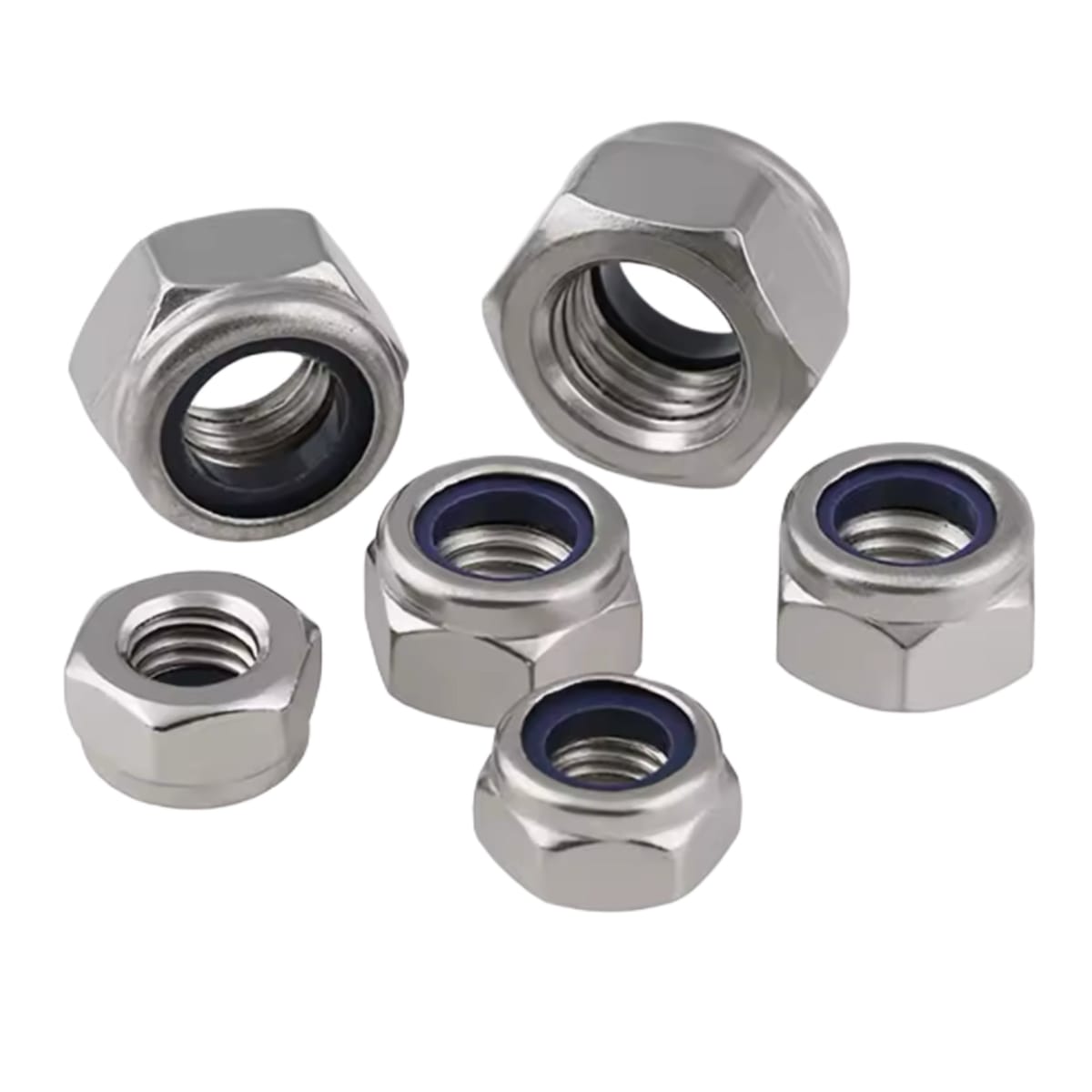 Tuerca Seguro Nylon Métrica Inox M6 O 6mm Pack 50 Hex Con Freno2