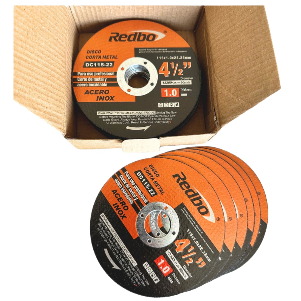 Disco Corte 4 1/2x1.0mm Para fierro inox Redbo 115x1.0x22mm2