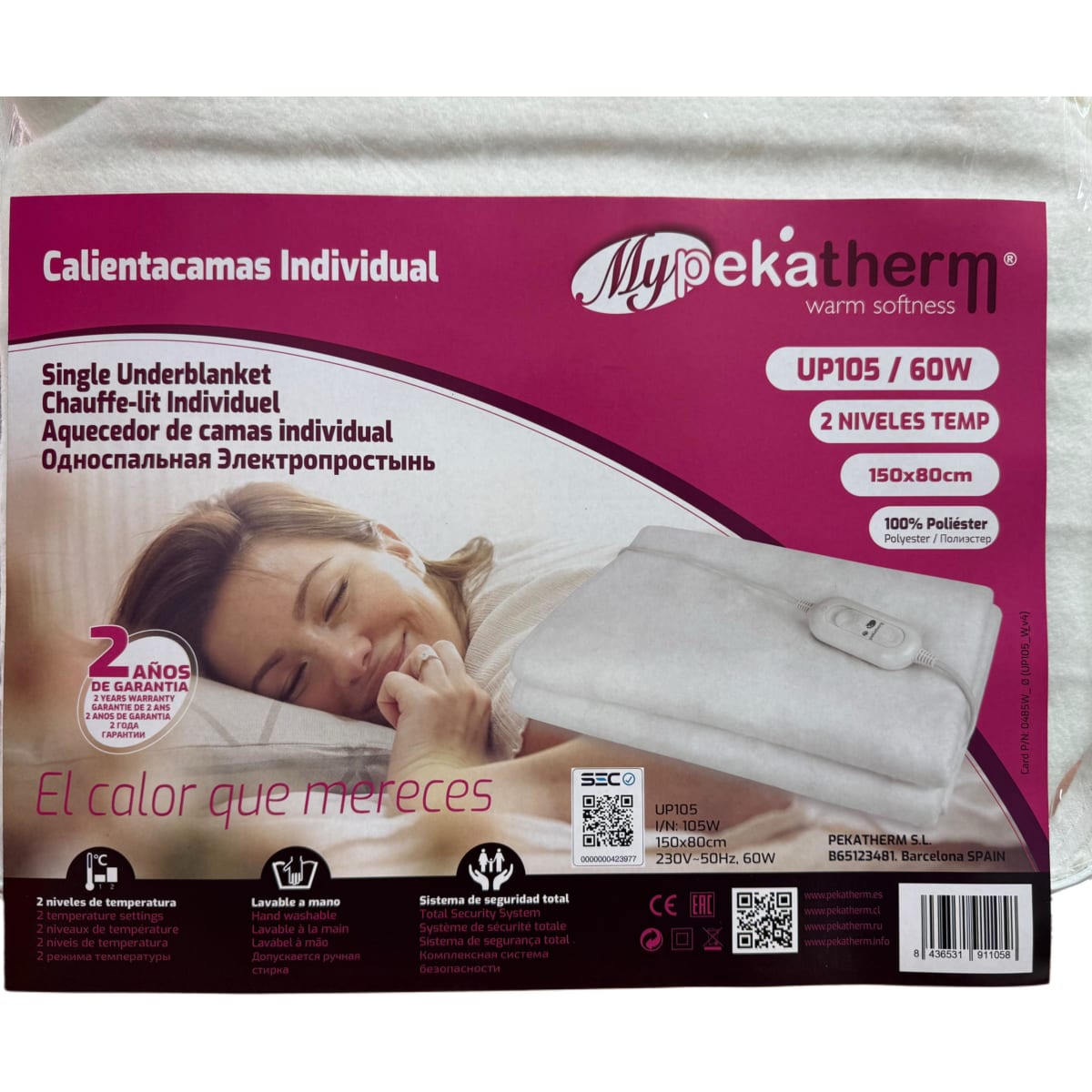 Calientacama 1 - 1/2 Individual 2 Niveles Temperatura 1.5 Plaza Up1054