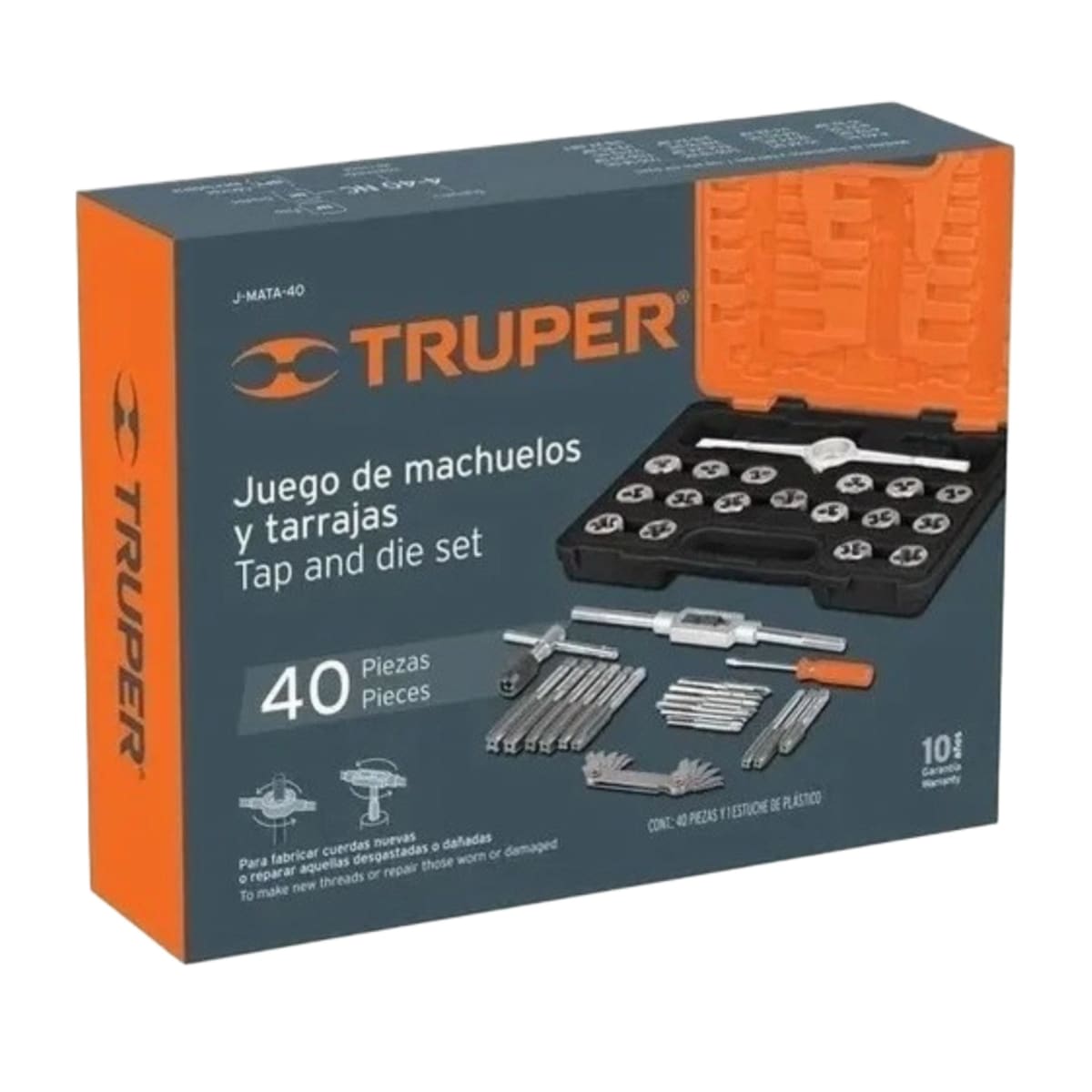 Juego De Machos Y Terrajas En Pulgadas 40 pcs Unf Y Unc2