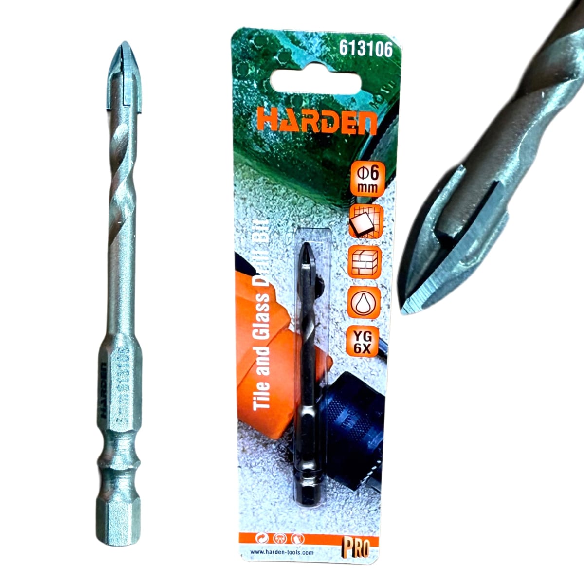 Broca Flecha 4 Puntas 6mm Ceramica Porcelanato Vidrio Toma Hexagonal3