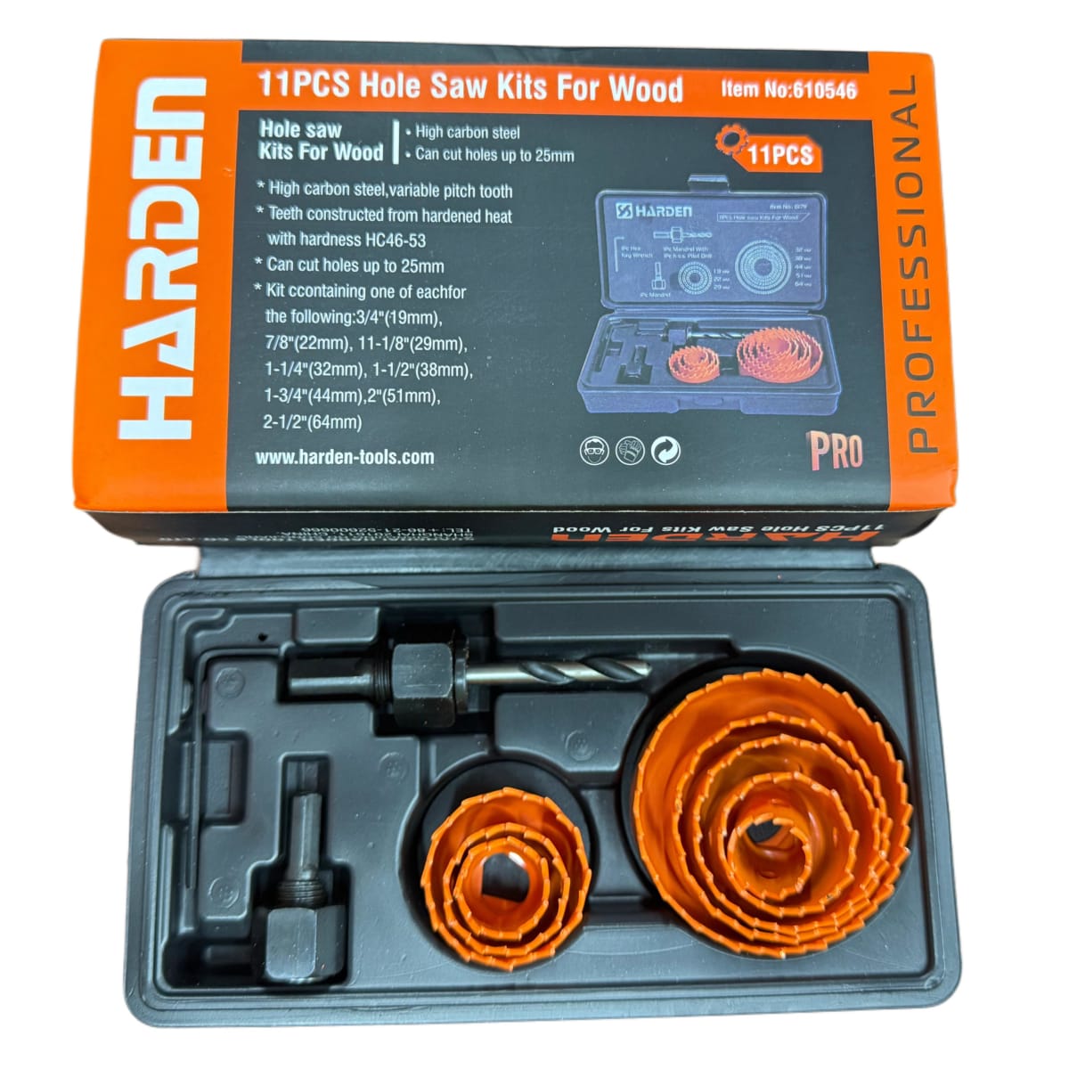 Juego Sierra Copa 11pcs Para Madera Cerradura Puestas Harden2