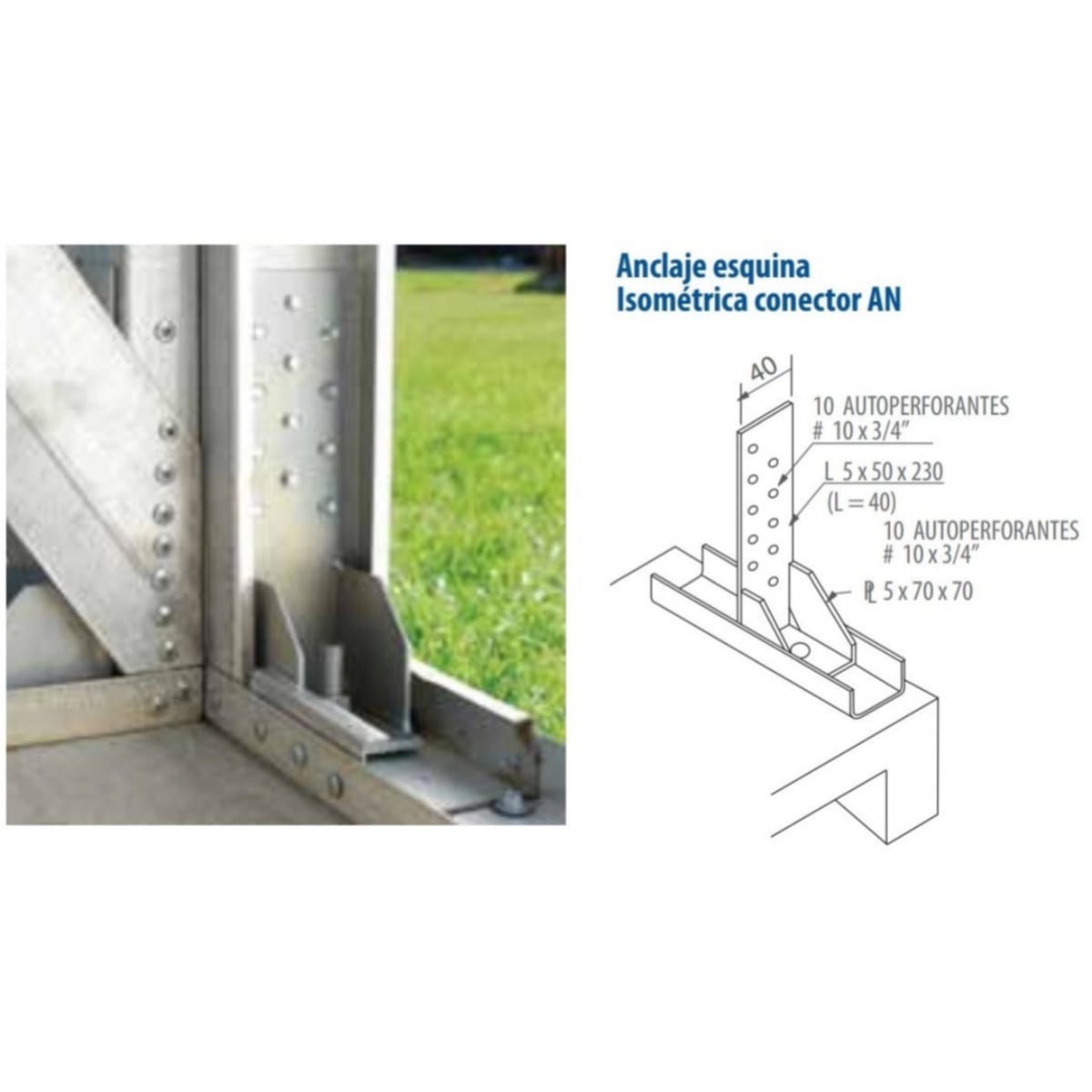 Anclaje Para Metalcon An90 Caja 20 Und An1-90 Medidas 230x90x60x53