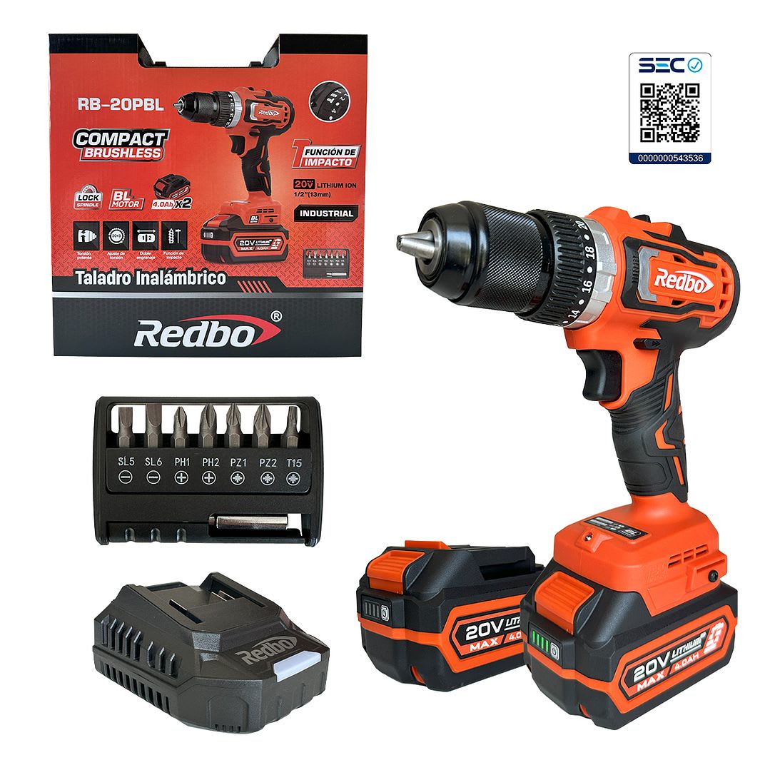 Taladro Percutor Atornillador Inalámbrico 20V De 13 mm BRUSHLESS RB-20PBL 0