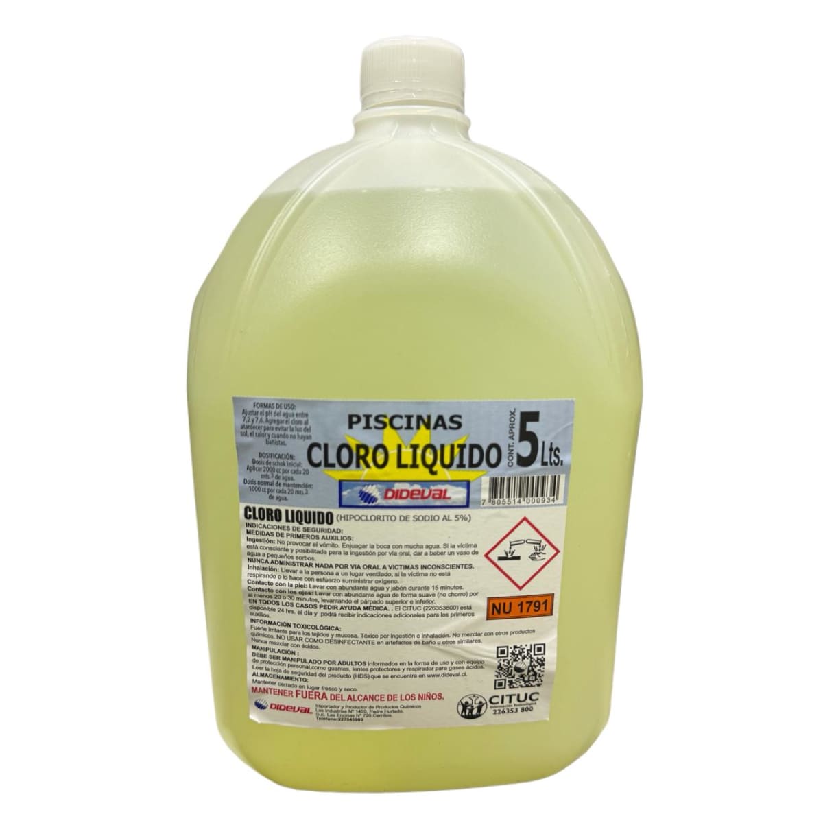 Cloro Liquido Para Piscina Bidon 5 Litros Dideval3