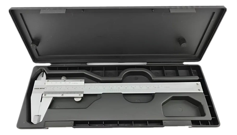 Pie De Metro Analogo 150mm 6 Pulgadas Metal Estuche Toolmak 0