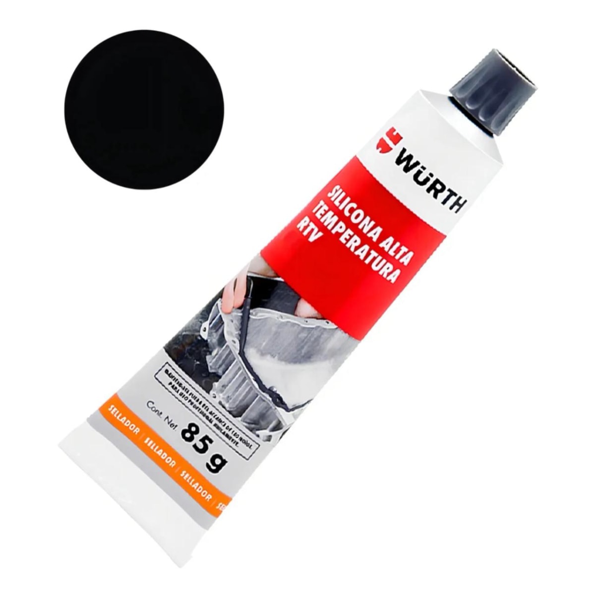 Silicona Alta Temperatura Rtv Wurth Negro 85 GRS 0