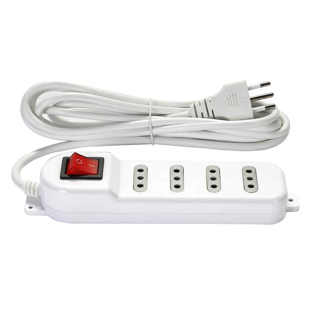 Alargador Electrico 5mts Zapatilla 4 Tomas Con Interructor Blanco2