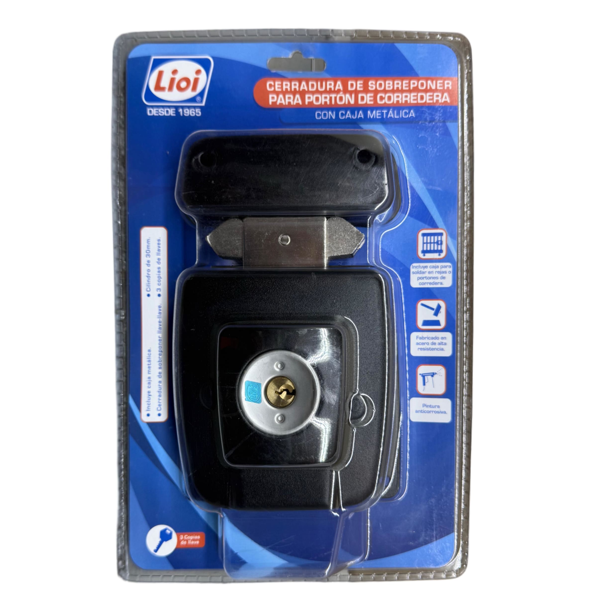 Chapa Cerradura Sobreponer Cangrejo 30mm Porton Corredera Con Caja