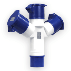 Derivación 3 Enchufe Industrial IP44 16amp 2P+T 220v Hembra Volante