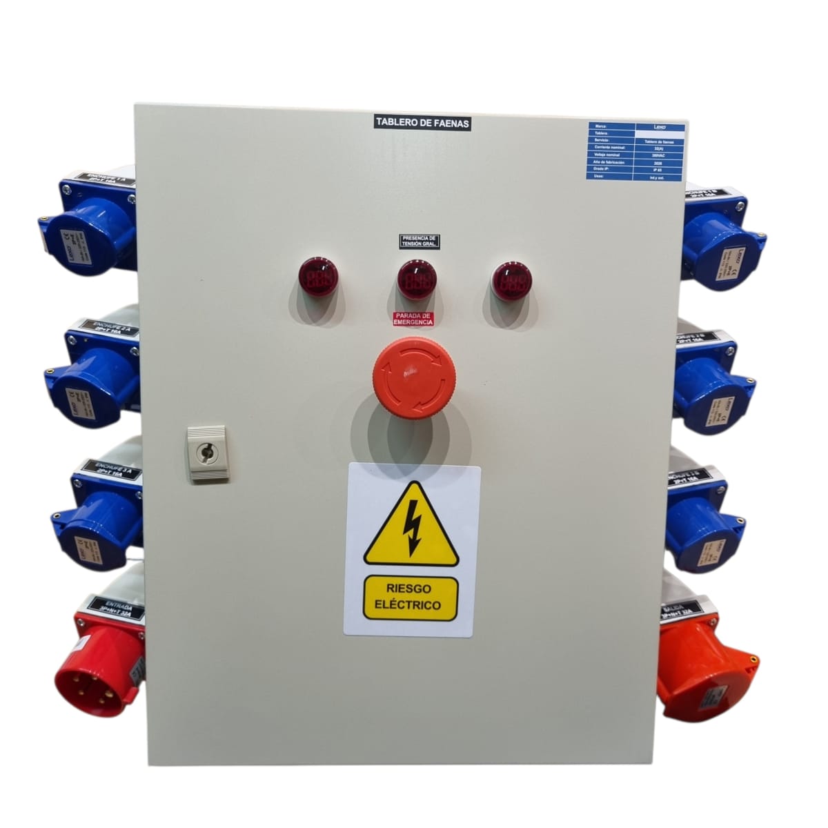 Tablero de Faena metalico con para de emergencia 380v Size M1