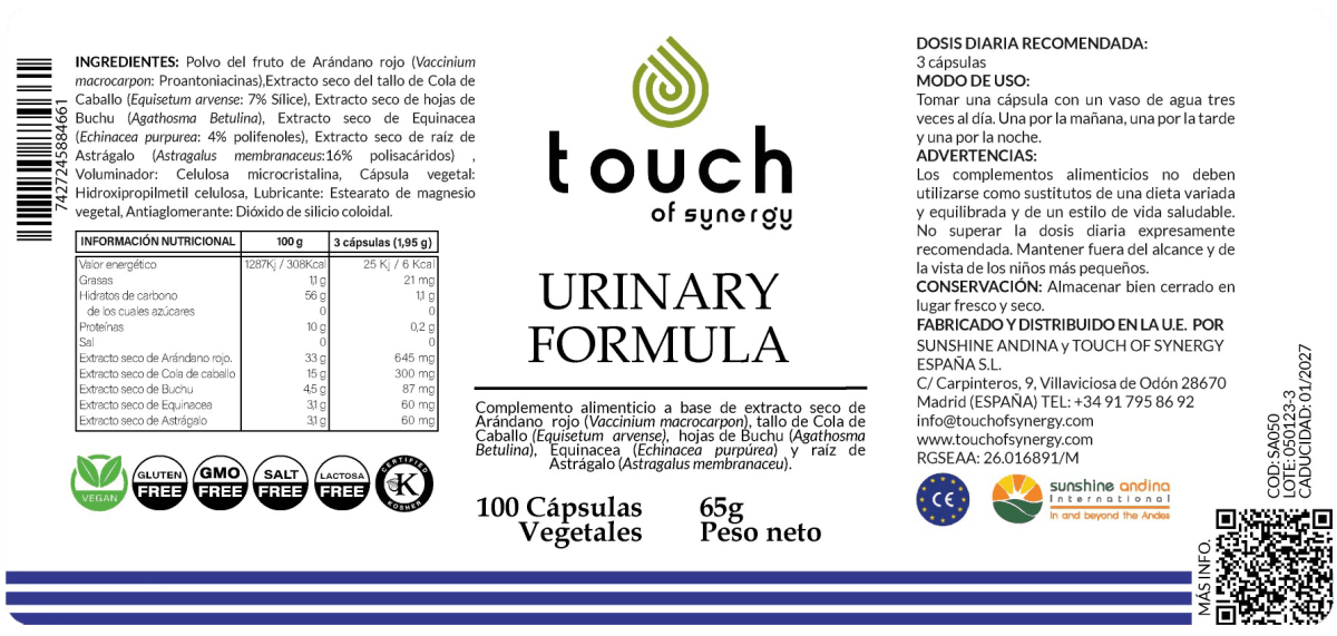 URINARY FORMULA (100 cápsulas vegetales)2