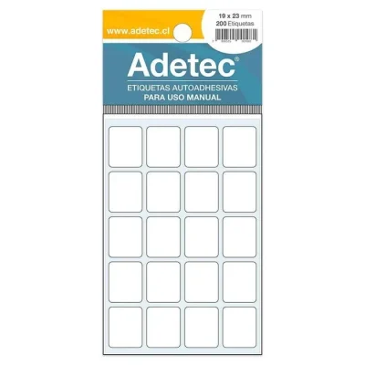 Etiqueta 19 X 23 Mm Blanca Autoadhesiva 200 Unidades. Adetec1