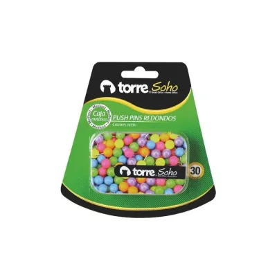 Push Pins Caja Metalica Red.Neon 30 Unidades. Torre1