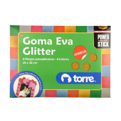 Estuche Goma Eva Con Glitter Adhesiva 6Hjs Torre1