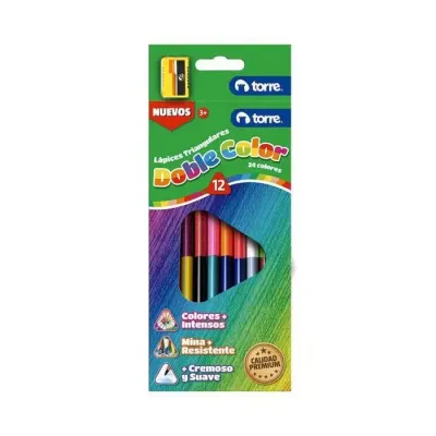 Lapices Doble Color Jumbo 12X24 Triangular Torre1