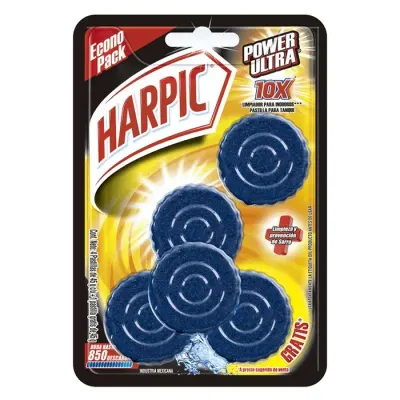 Pastilla Estanque X5 Azul 45 Gr Power Ultra Harpic1