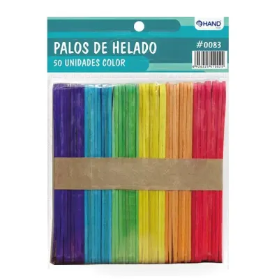 Palos De Helado Colores Delgado 50 Unidades. Hand1