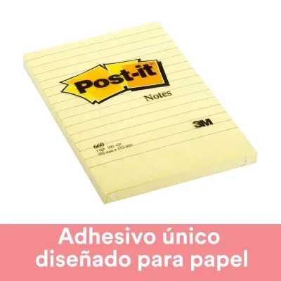 Nota Adhesiva 10X15 100 Hojas Lineado Amarillo 660 3M1