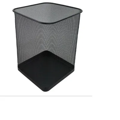 Basurero 27X31 Cm Cuadrado Metalico Rejilla Negro Hand1