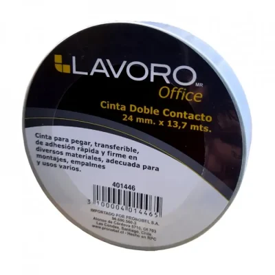 Cinta Adhesiva Doble Contacto 24X13.7 Mts Lavoro1