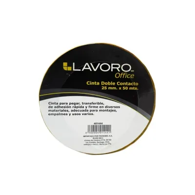 Cinta Adhesiva Doble Contacto 25X50 Mts Lavoro1