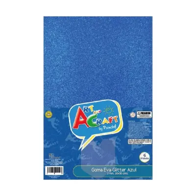 Set Goma Eva 20X30 Glitter Azul Art And Craft1