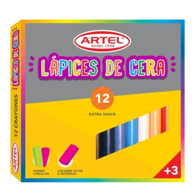 Lapices 12 Unidades. Cera Colores Chico Artel1