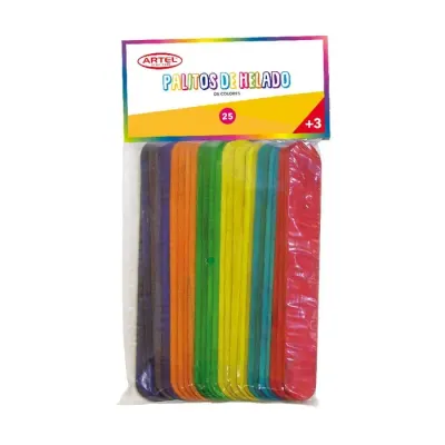 Palos De Helado Colores Grueso 25 Unidades. Artel1