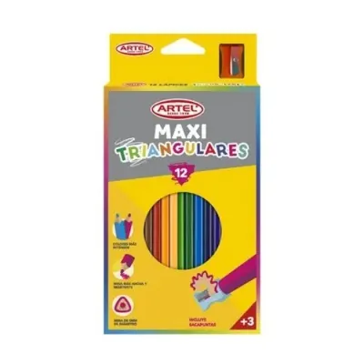 Lapices 12 Col.+ Sacapunta Maxi Triangular Artel1