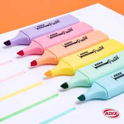 Destacador Set 6 Unidades. Biselado Pastel Adix1