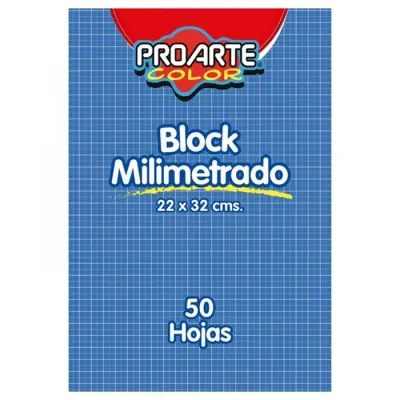Block Milimetrado 50 Hojas Oficio Azul Proarte1