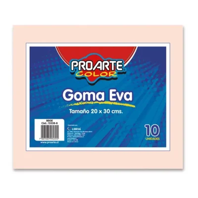 Set Goma Eva 20X30 Beige 10 Unidades. Proarte1