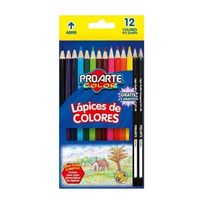 Lapices 12 Col.+2 Grafi+ Sacapunta Proarte1