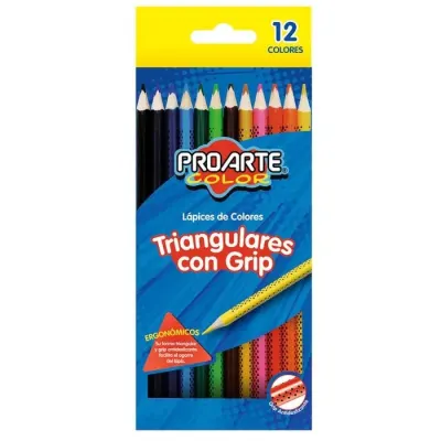 Lapices 12 Col. Triangular Grip Proarte1