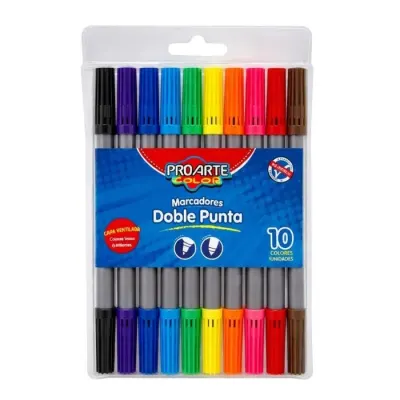 Marcador 10 Col. Doble Punta Proarte1