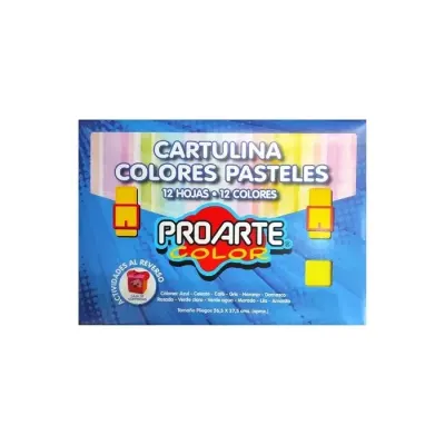 Estuche Cartulina Colores Pasteles Proarte1