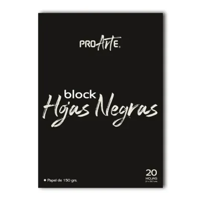Block Dibujo Papel Negro 20Hjs 150Grs 21X29.7 Cm Proarte1