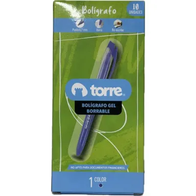 Boligrafo Azul Gel 0.8 Mm Torre1