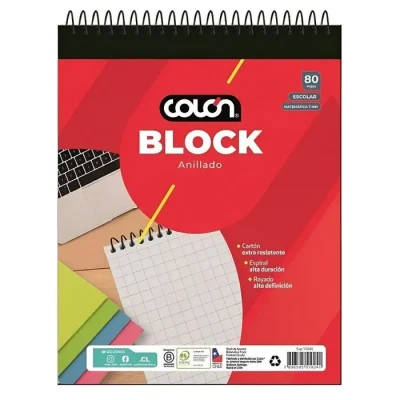 Block Anillado 7 Mm 80 Hojas Escolar Colon1