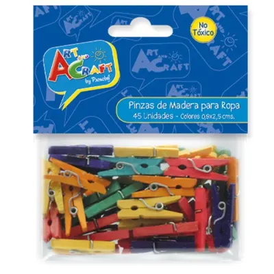 Pinzas Madera 0,9 X 2,5 45 Unidades. Art Craf1