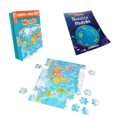 Mundo 100 Pzs Col. Cuento+Puzzle Mundicrom1
