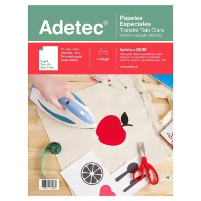 Papel Transfer Telas Claras Adetec 140Grs 3 Hojas1