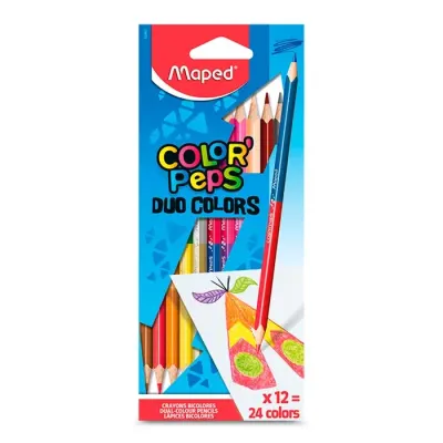 Lapices 12 Col. Duo Color Pepes Maped1