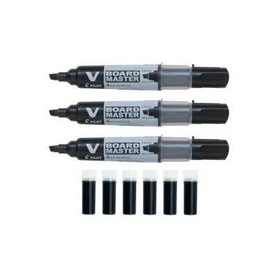Marcador Negro Pizarra Punta Biselada Recarg. Vboard Pilot1