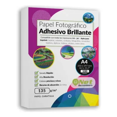 Papel Fotografico A4 Adhesivo Brillante 135 Grs 100 Hojas Malik1