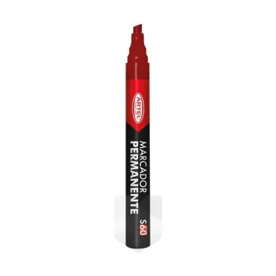 Marcador Rojo Permanente Punta Biselada Artel1